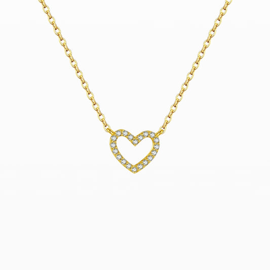 Slim CZ Heart Pendant Necklace