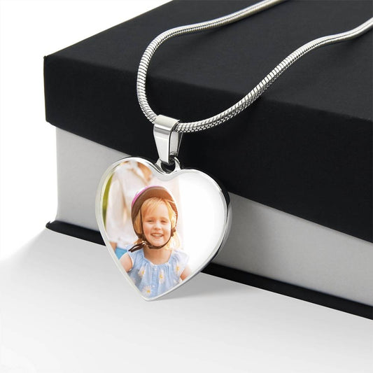 Custom Photo Engraved Heart Pendant Necklace