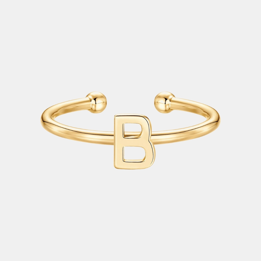 Slim Initial Letter Cuff Ring