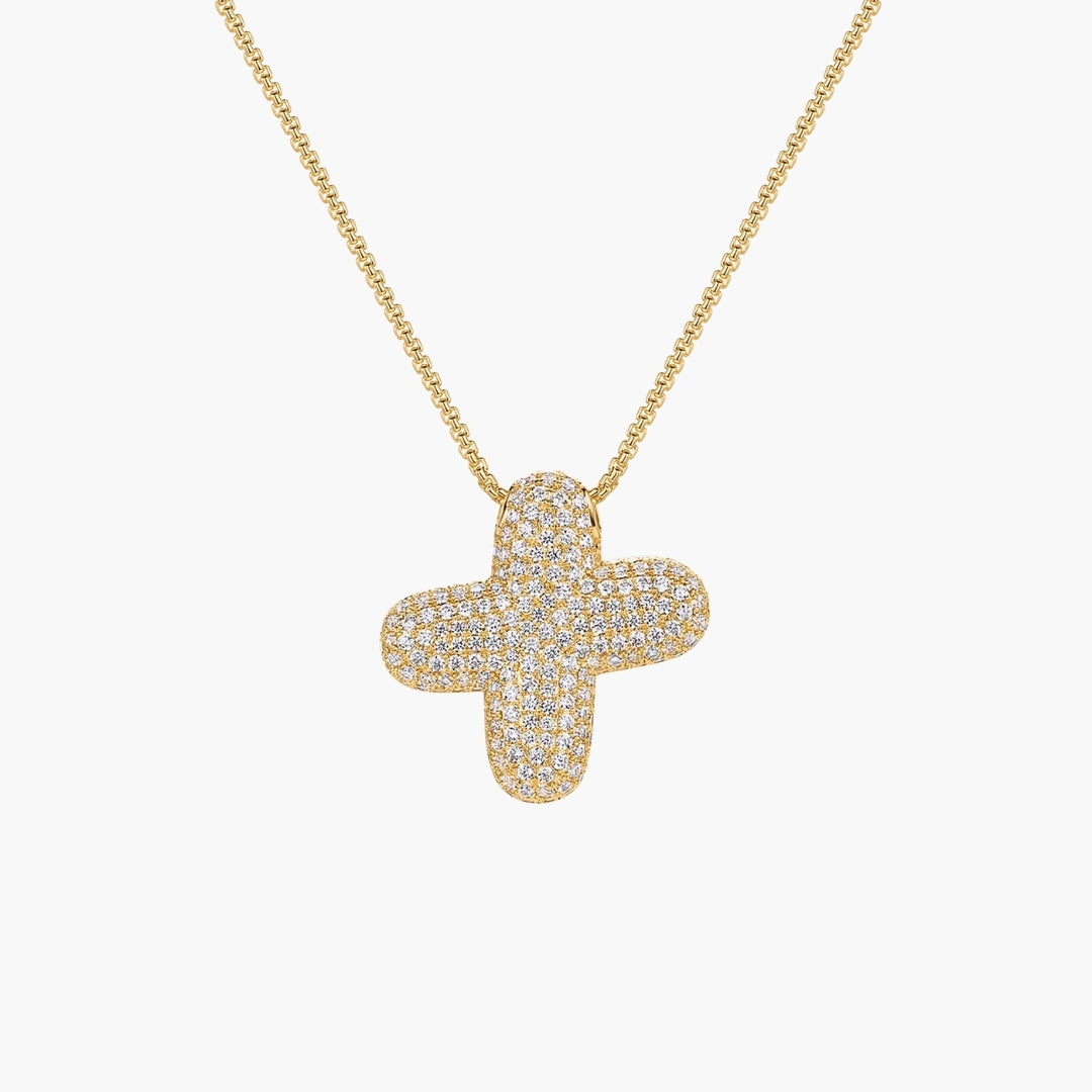 Initial Bubble Letter CZ Pendant Necklace