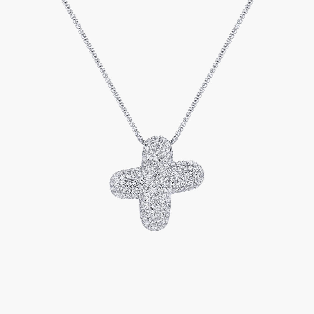 Initial Bubble Letter CZ Pendant Necklace