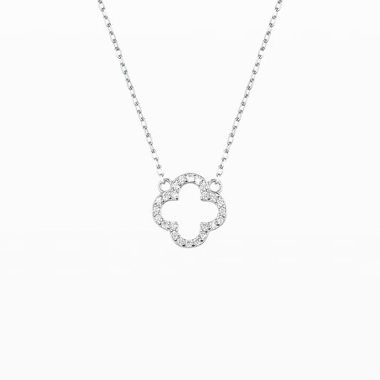 Slim CZ Four-Leaf Clover Pendant Necklace