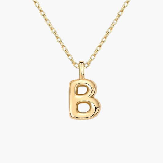 Initial Bubble Letter Pendant Necklace