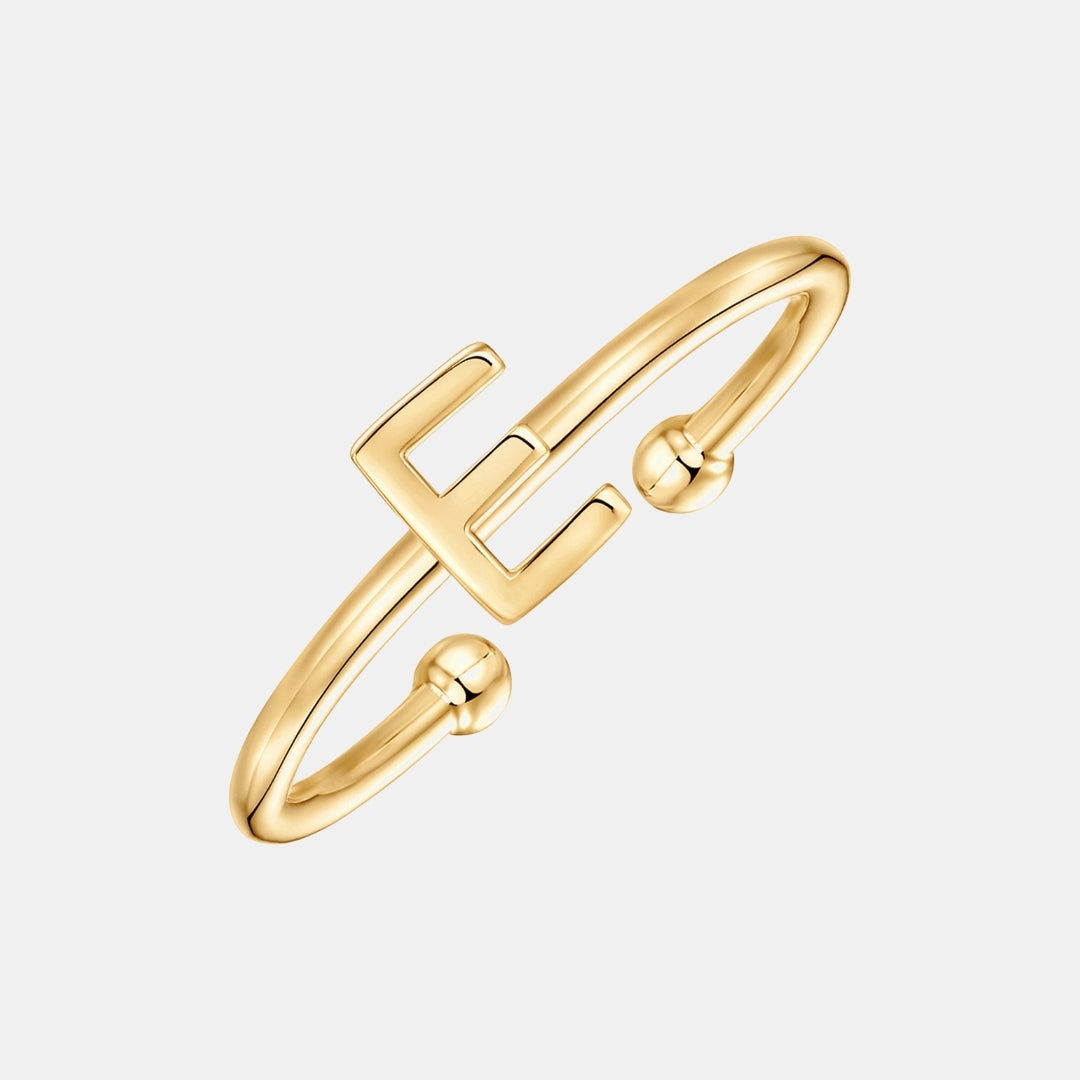 Slim Initial Letter Cuff Ring