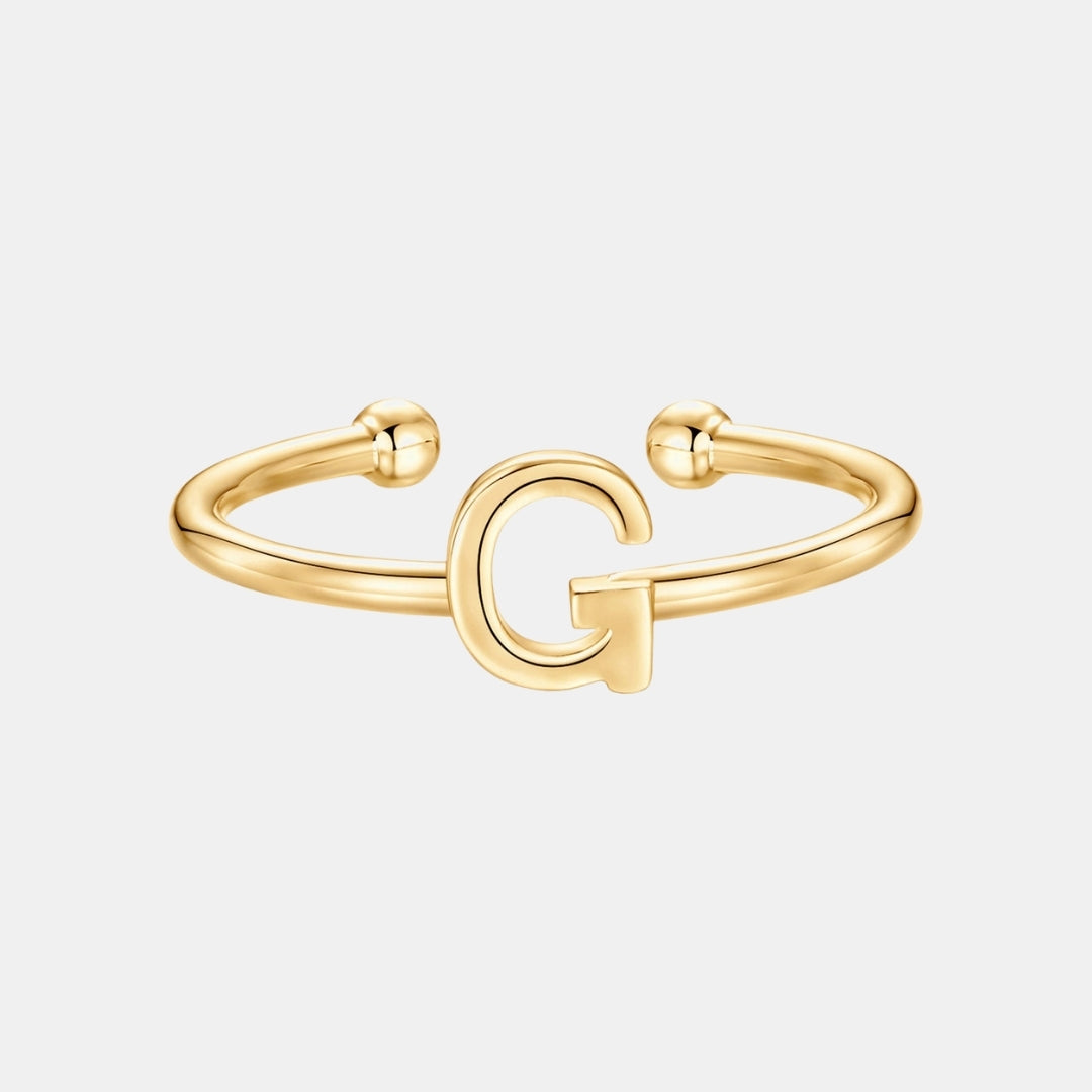 Slim Initial Letter Cuff Ring
