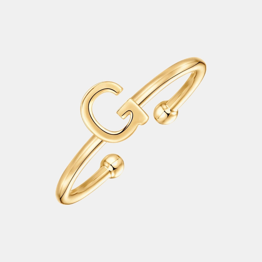 Slim Initial Letter Cuff Ring