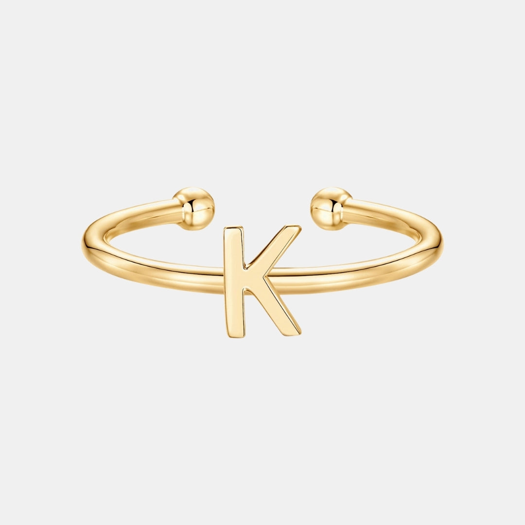 Slim Initial Letter Cuff Ring