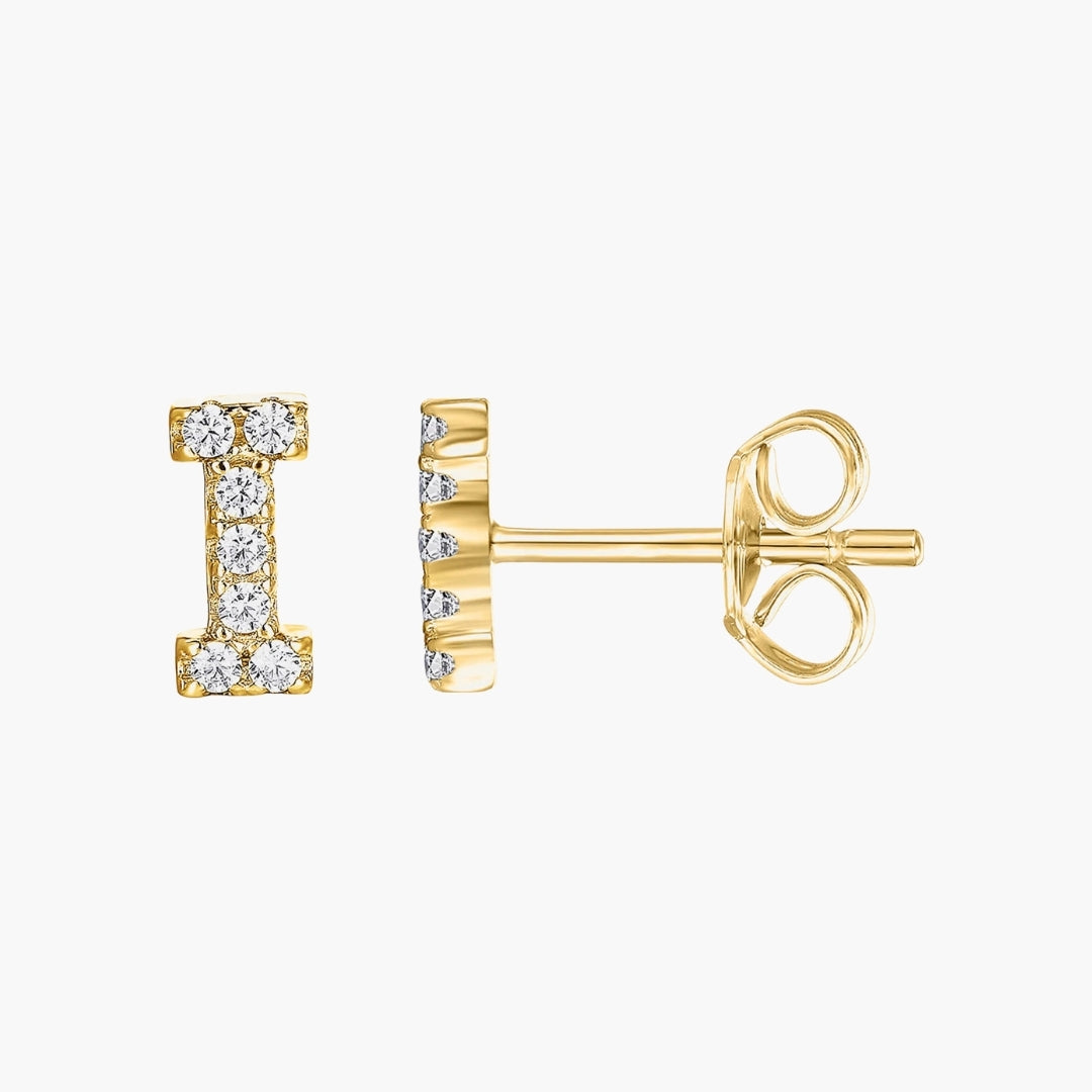 Initial Letter CZ Stud Earrings