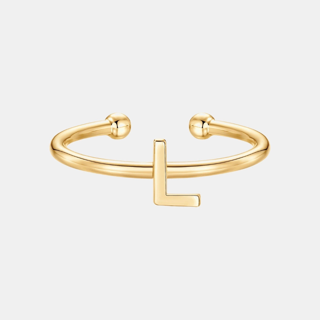Slim Initial Letter Cuff Ring