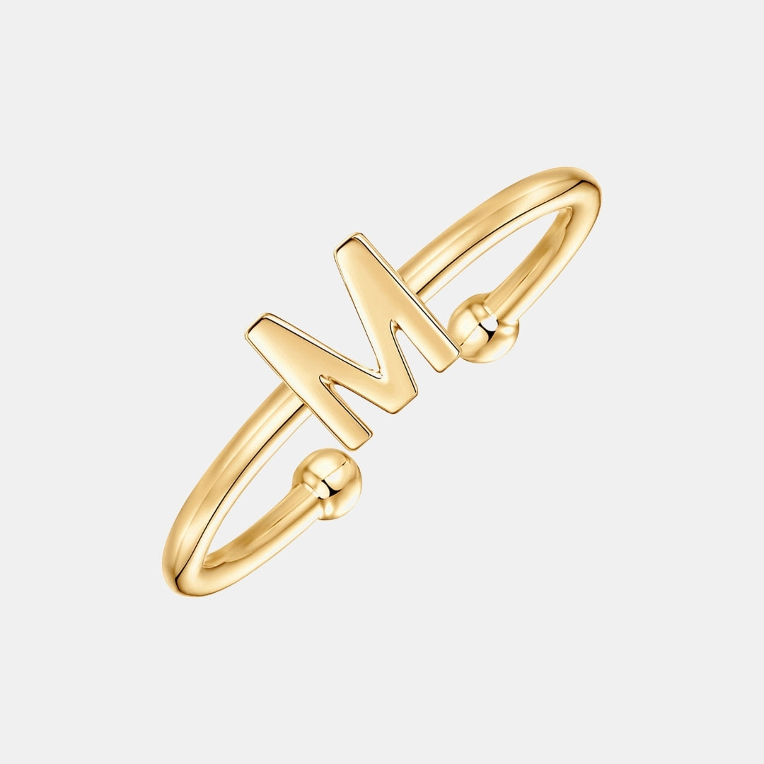 Slim Initial Letter Cuff Ring