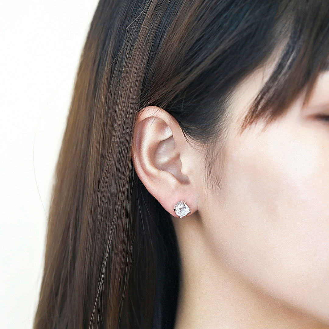 Classic CZ Round Stud Earrings