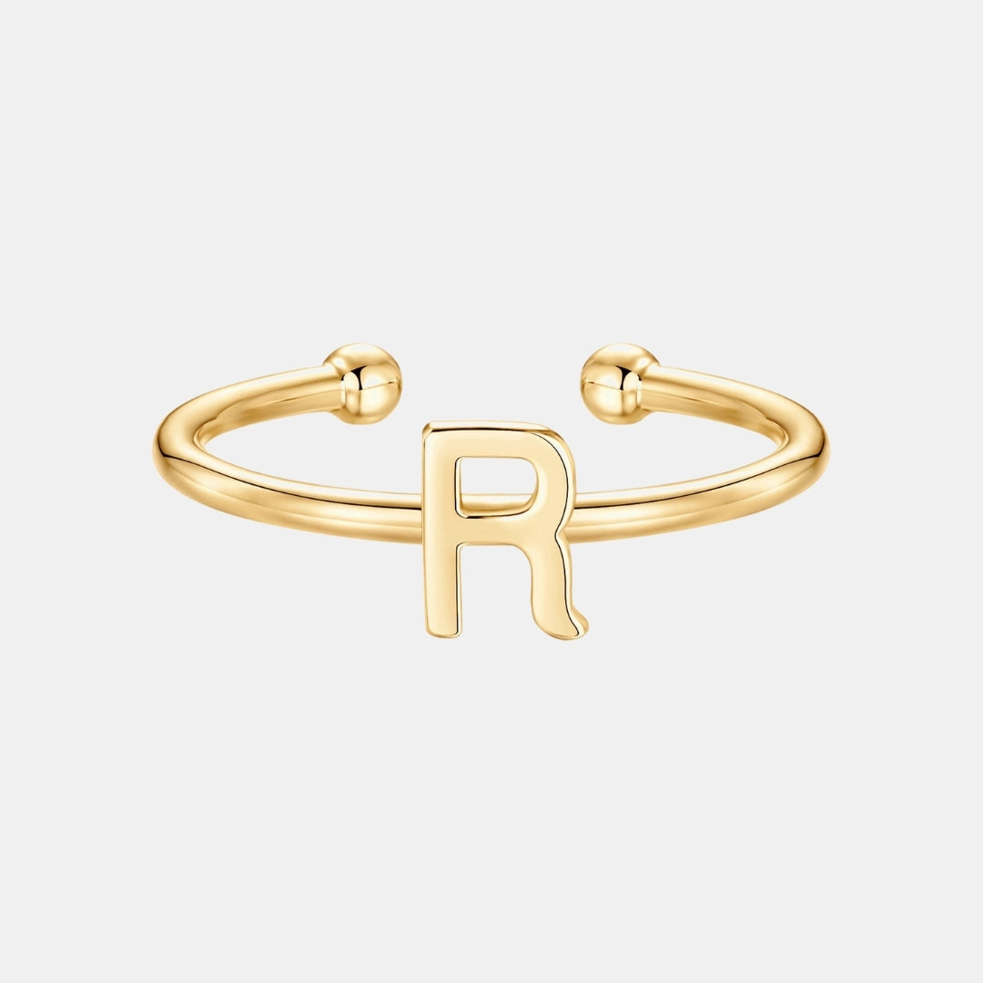 Slim Initial Letter Cuff Ring