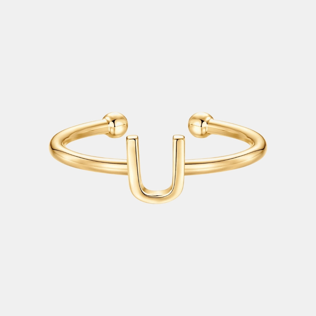 Slim Initial Letter Cuff Ring