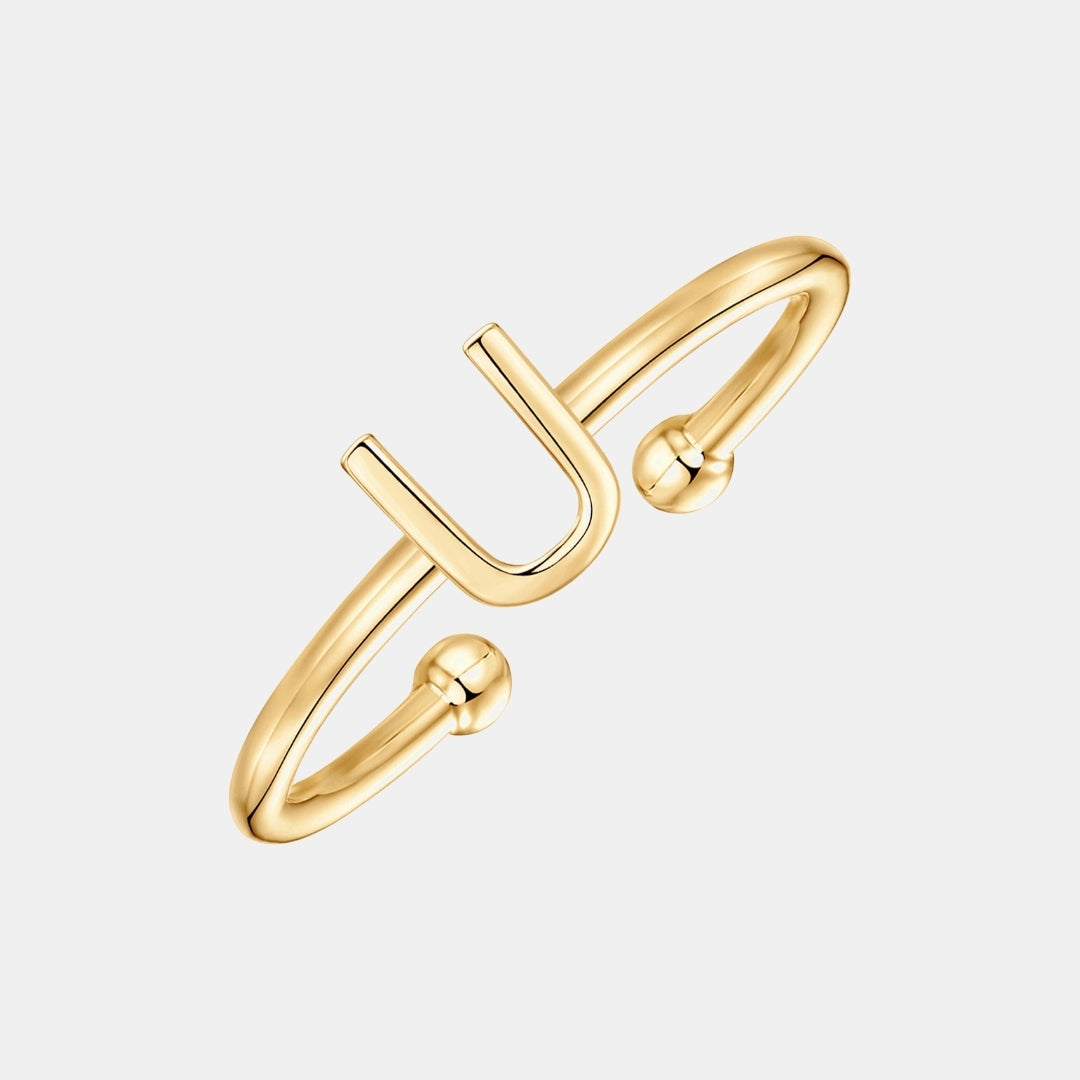 Slim Initial Letter Cuff Ring