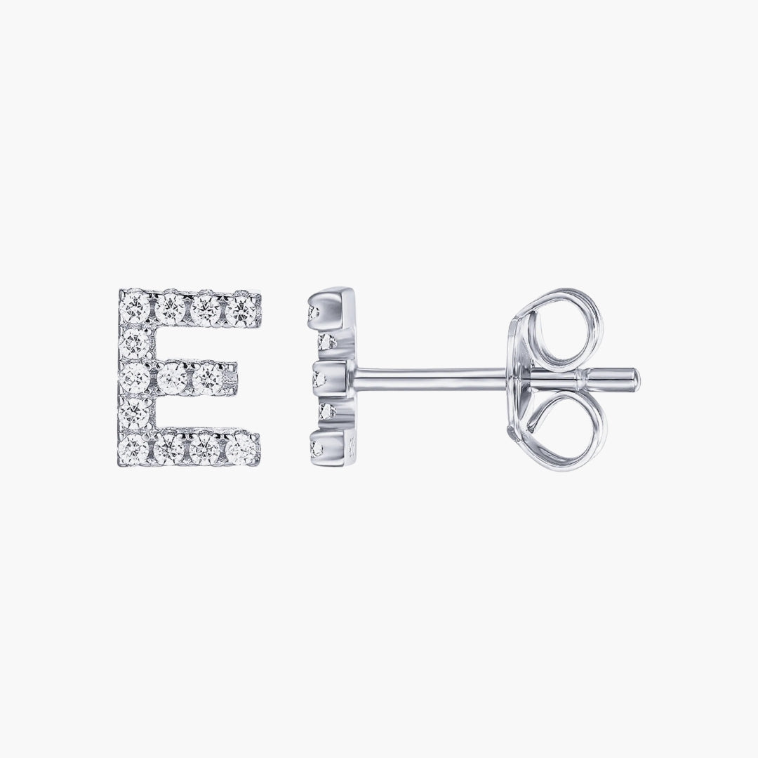 Initial Letter CZ Stud Earrings