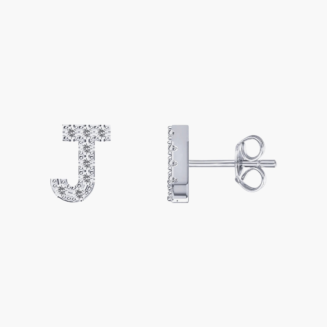 Initial Letter CZ Stud Earrings