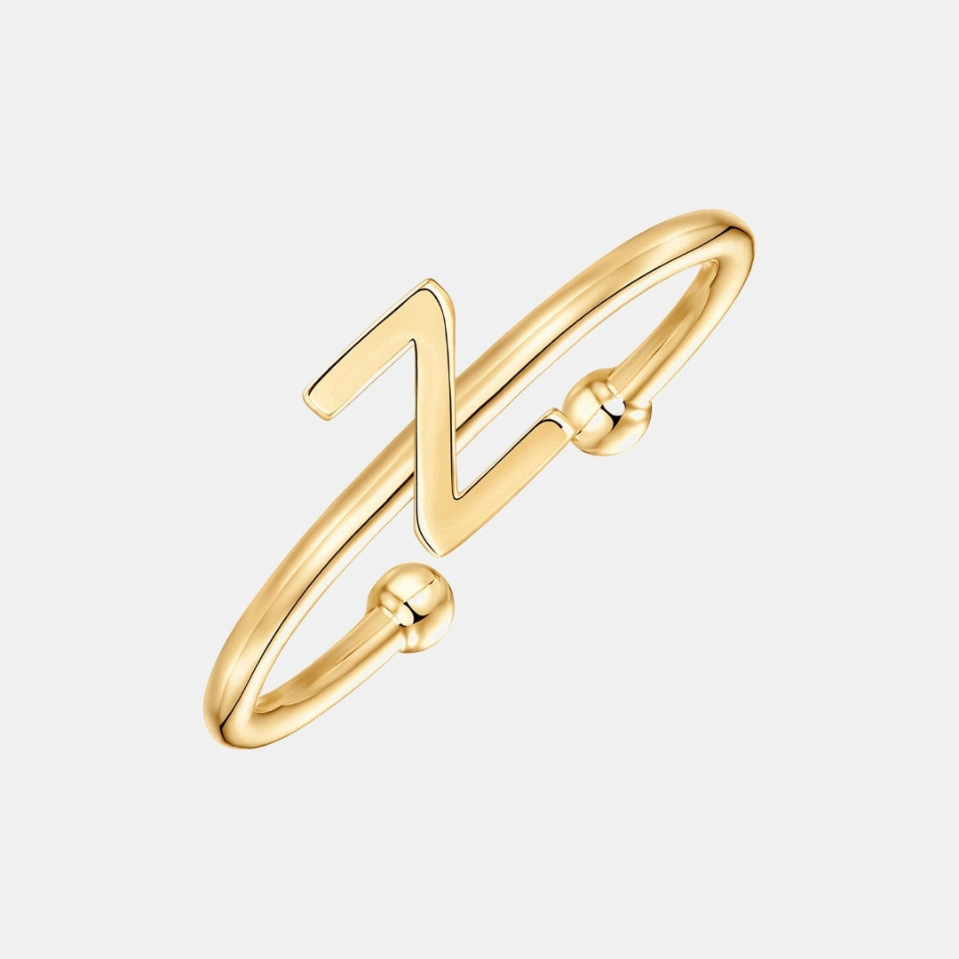 Slim Initial Letter Cuff Ring