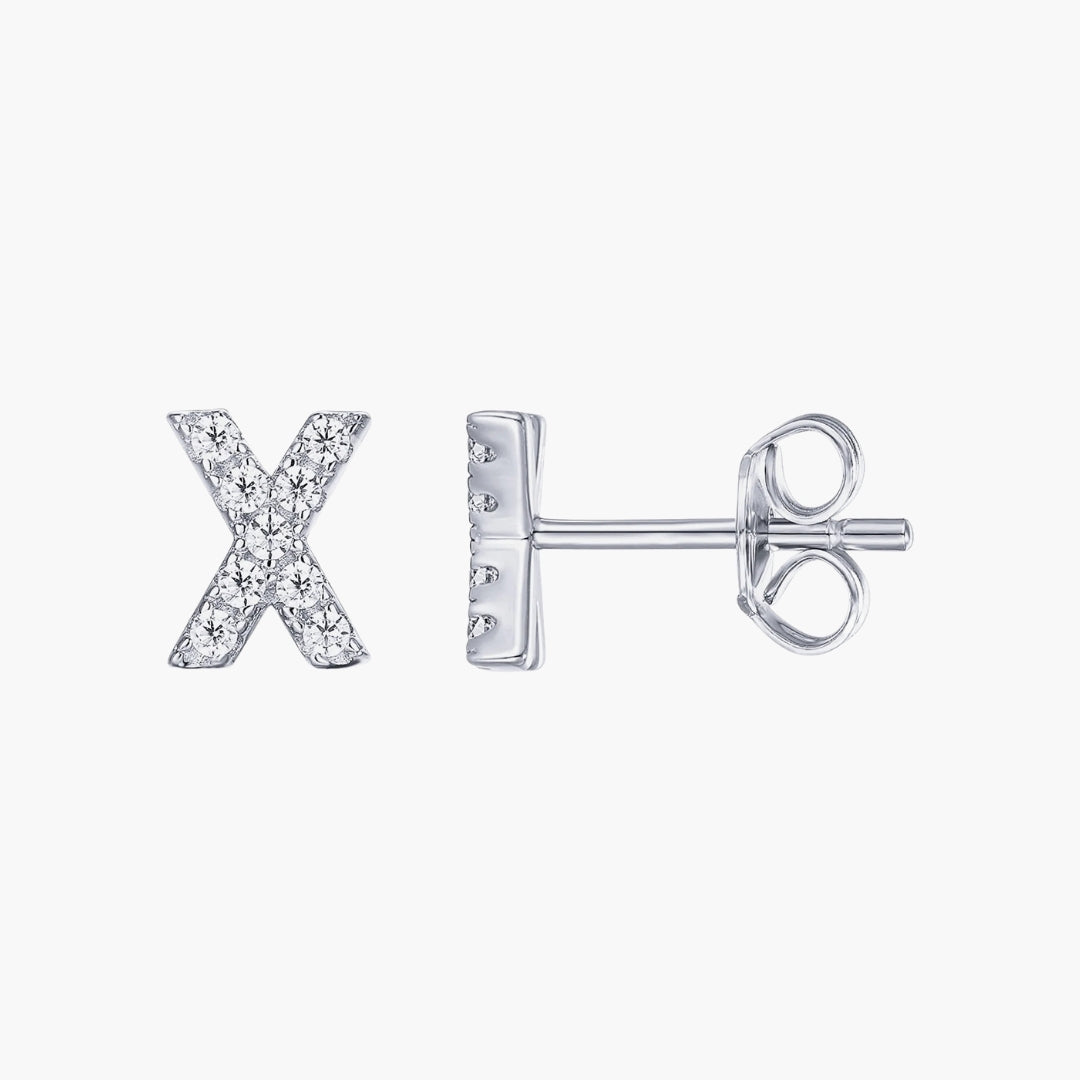 Initial Letter CZ Stud Earrings