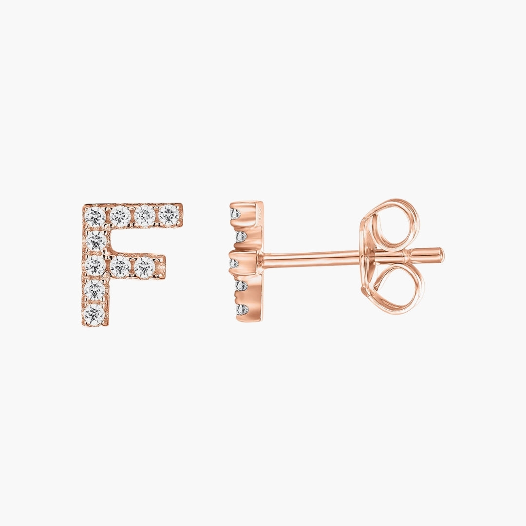 Initial Letter CZ Stud Earrings
