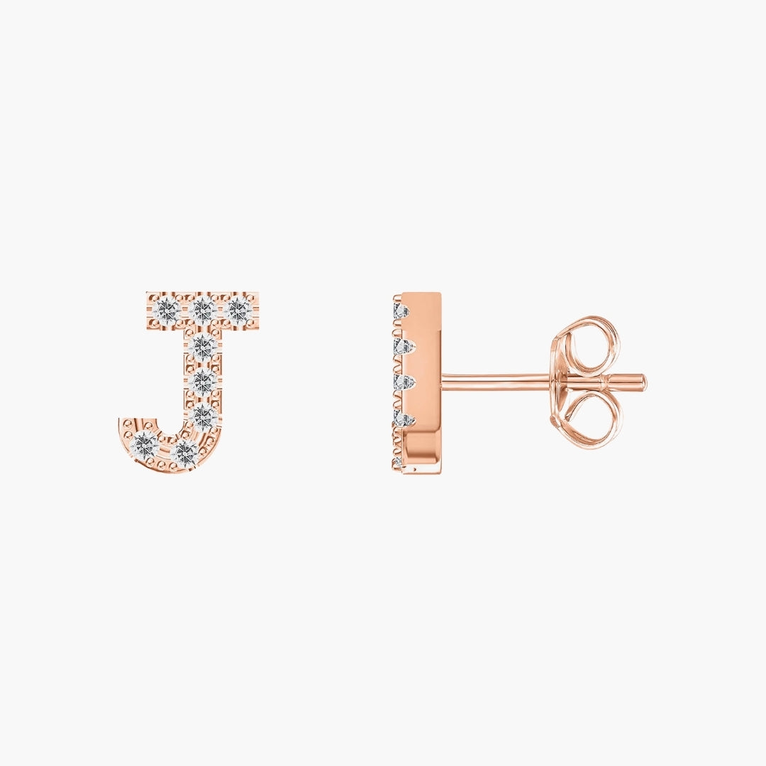 Initial Letter CZ Stud Earrings