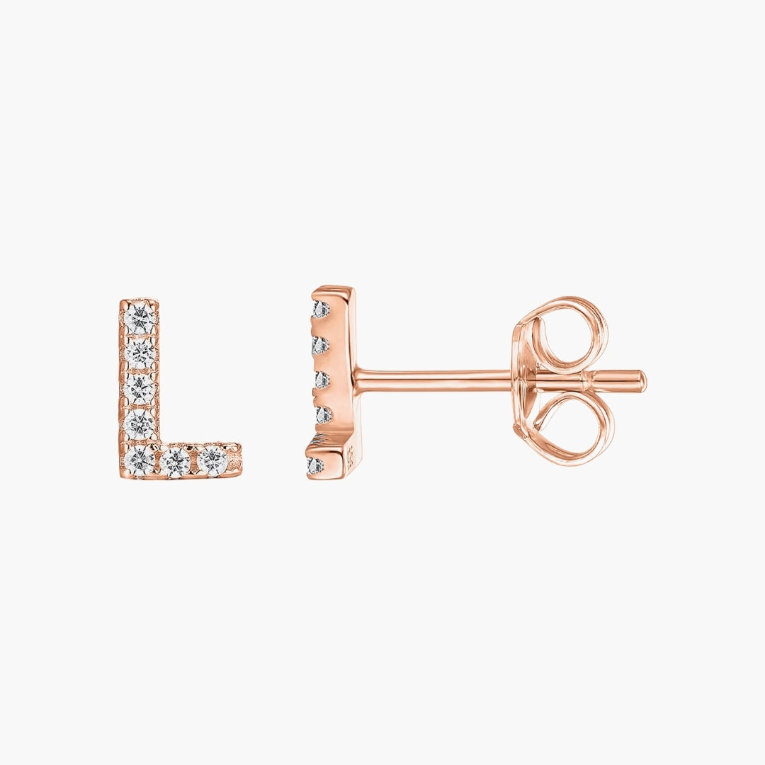 Initial Letter CZ Stud Earrings