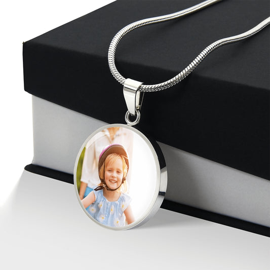 Custom Photo Engraved Circle Pendant Necklace