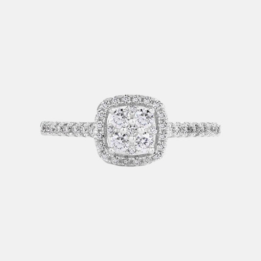 Moissanite Cushion Halo Ring