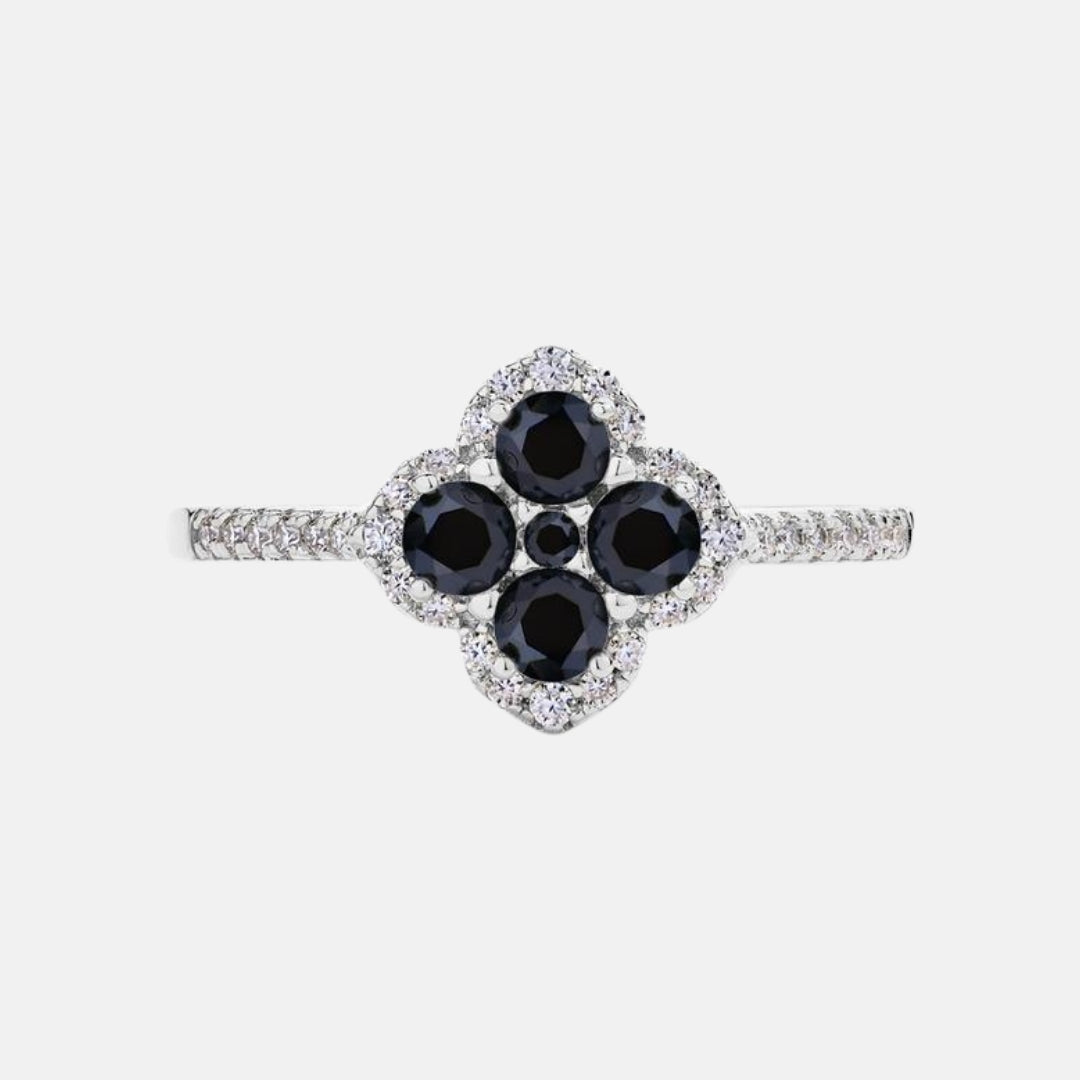 Moissanite Cushion Clover Ring
