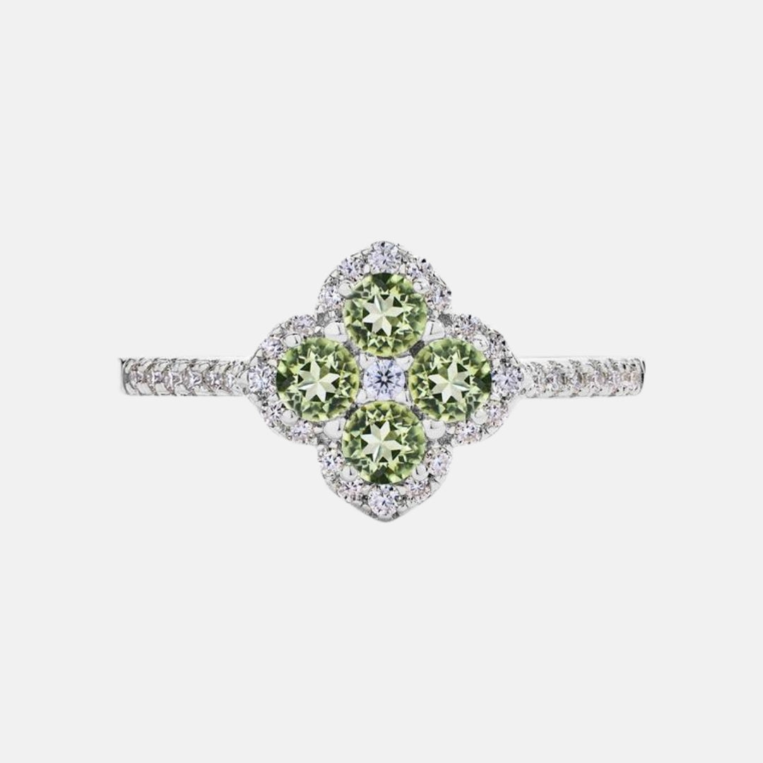 Moissanite Cushion Clover Ring