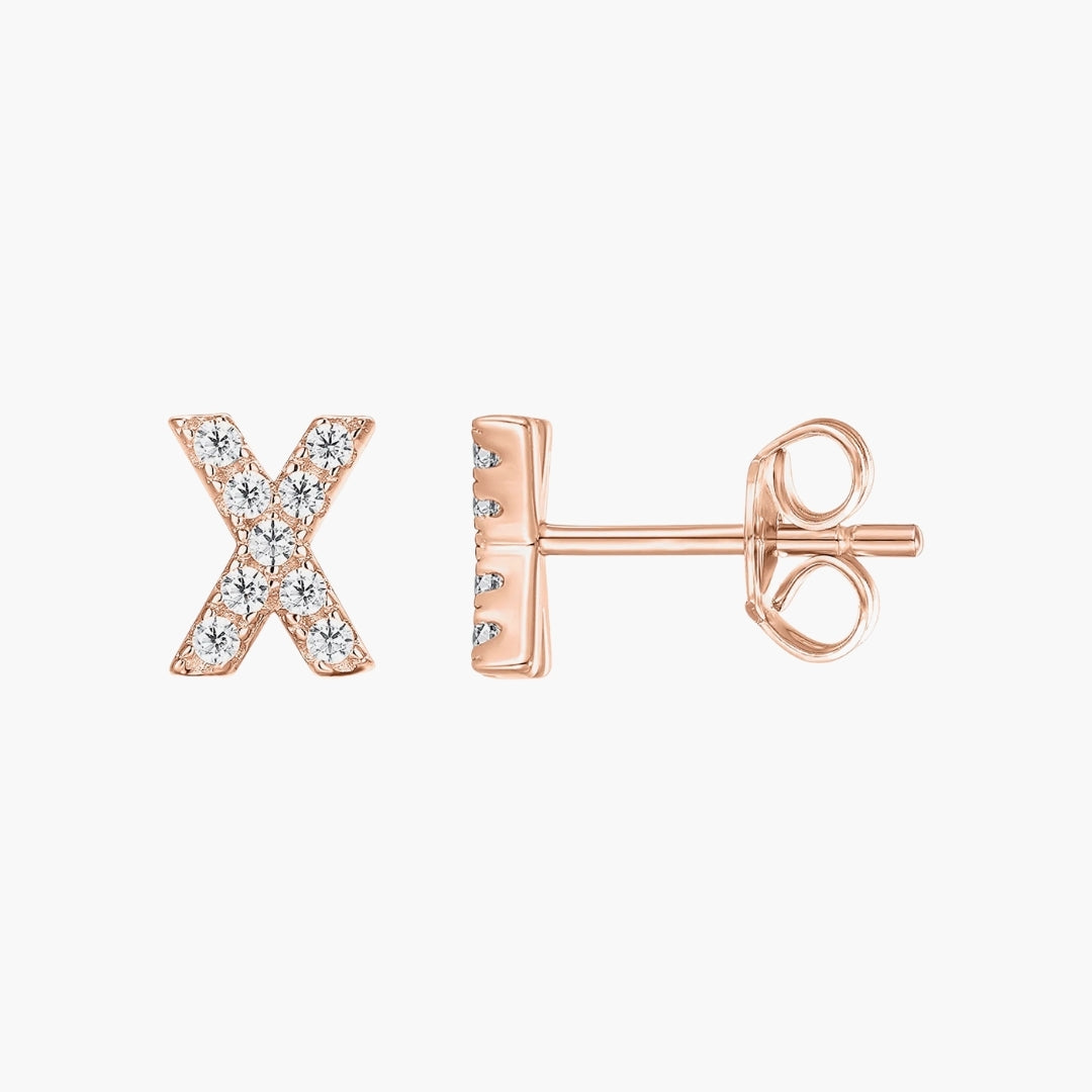 Initial Letter CZ Stud Earrings