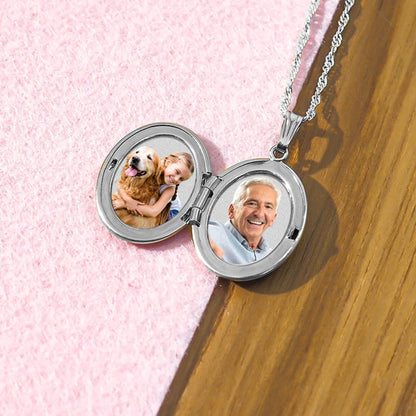 Slim Oval Photo Locket Pendant Necklace