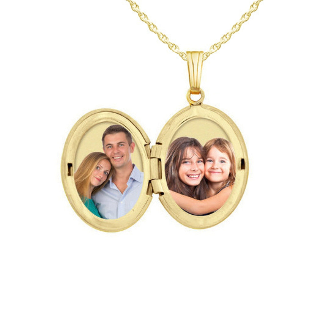 Slim Oval Photo Locket Pendant Necklace