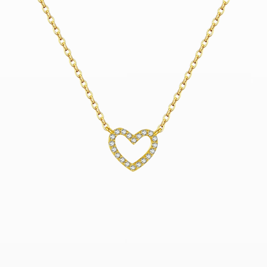Slim CZ Heart Pendant Necklace