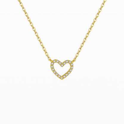 Slim CZ Heart Pendant Necklace