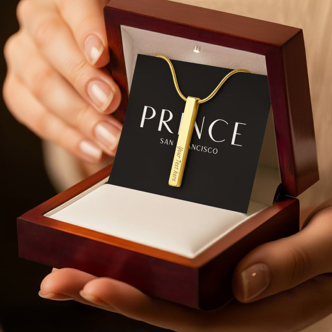 Classic Engravable Vertical Bar Pendant Necklace