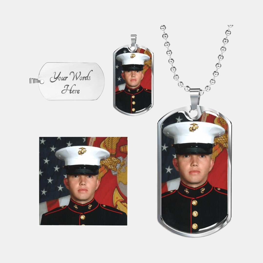 Custom Photo Engraved Tag Pendant Necklace