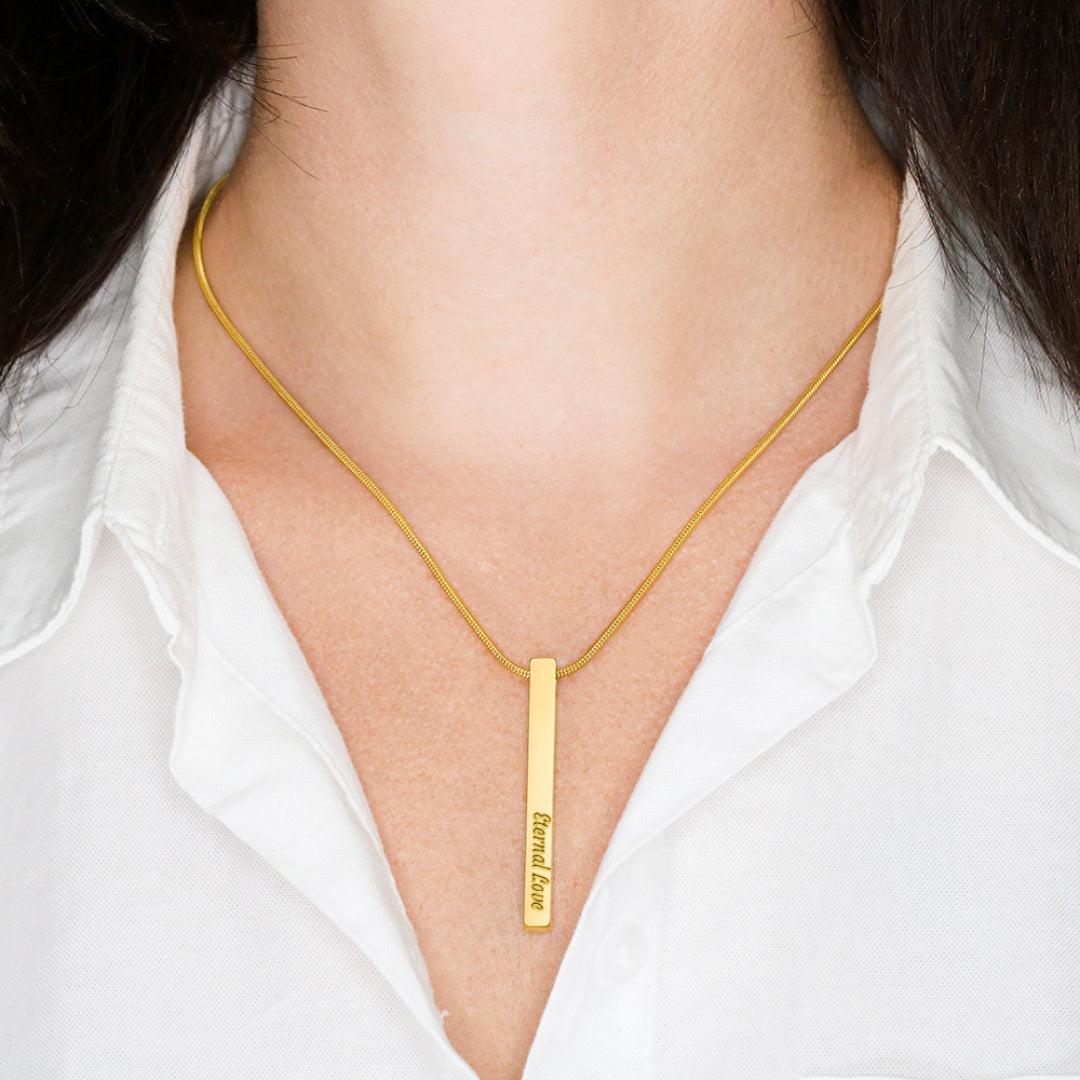 Classic Engravable Vertical Bar Pendant Necklace