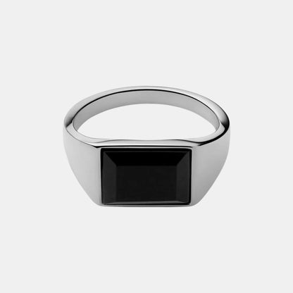 Classic Onyx Geometric Signet Ring