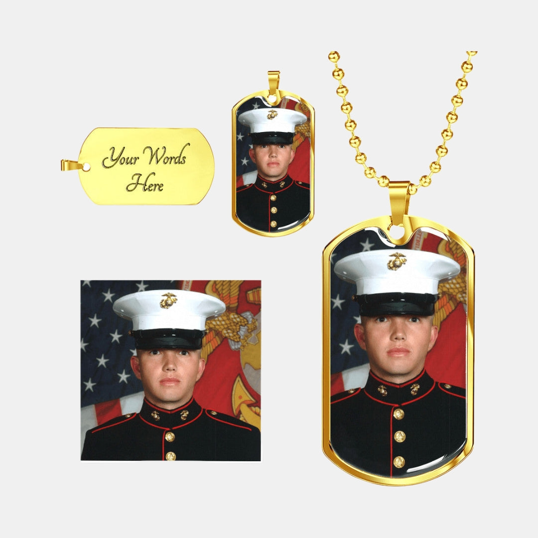 Custom Photo Engraved Tag Pendant Necklace
