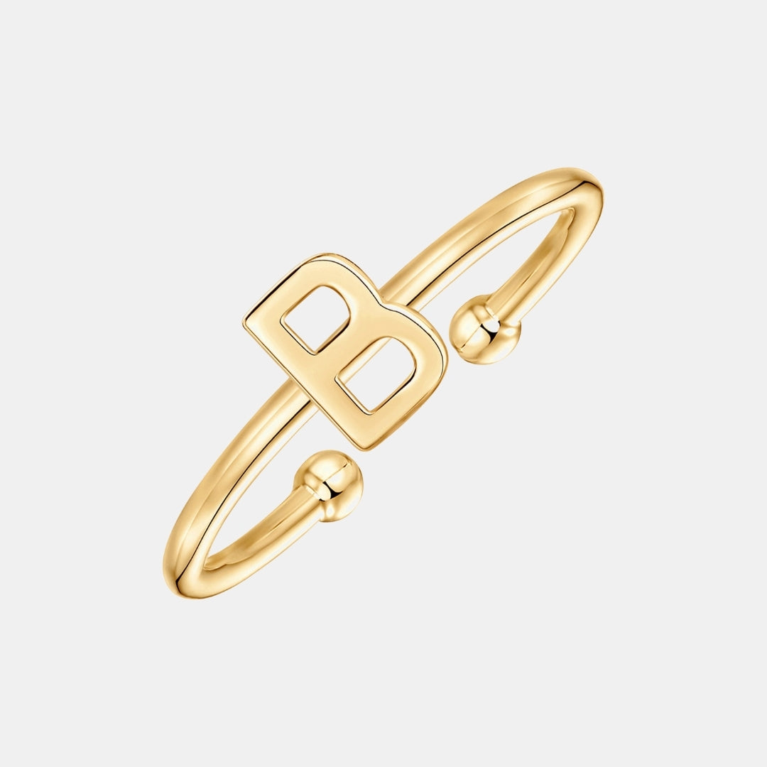 Slim Initial Letter Cuff Ring