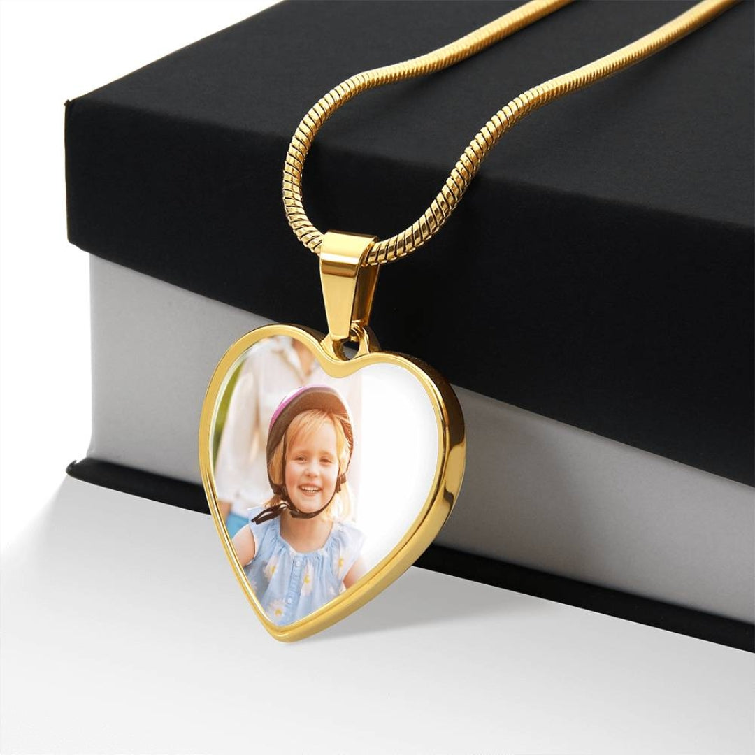 Custom Photo Engraved Heart Pendant Necklace