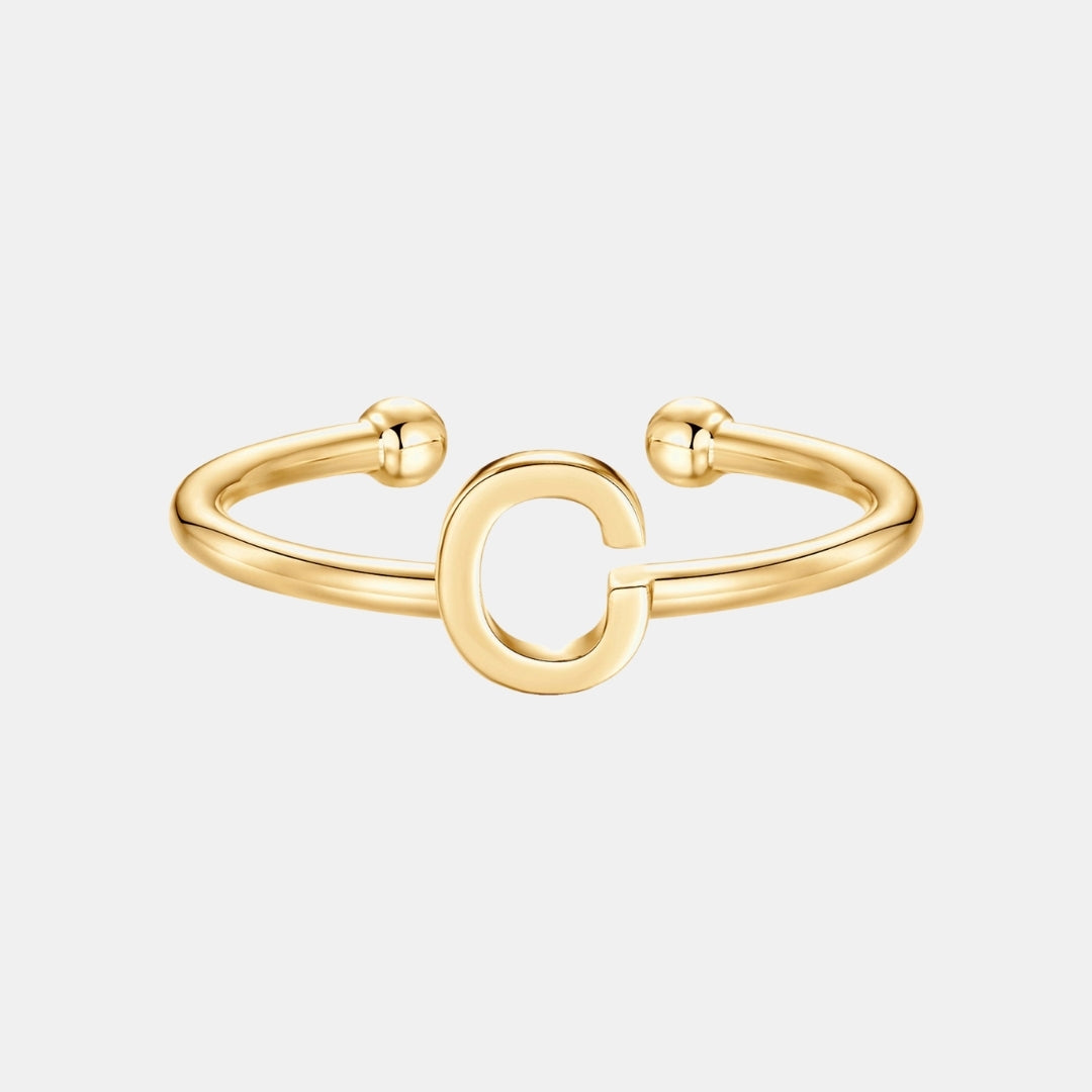 Slim Initial Letter Cuff Ring