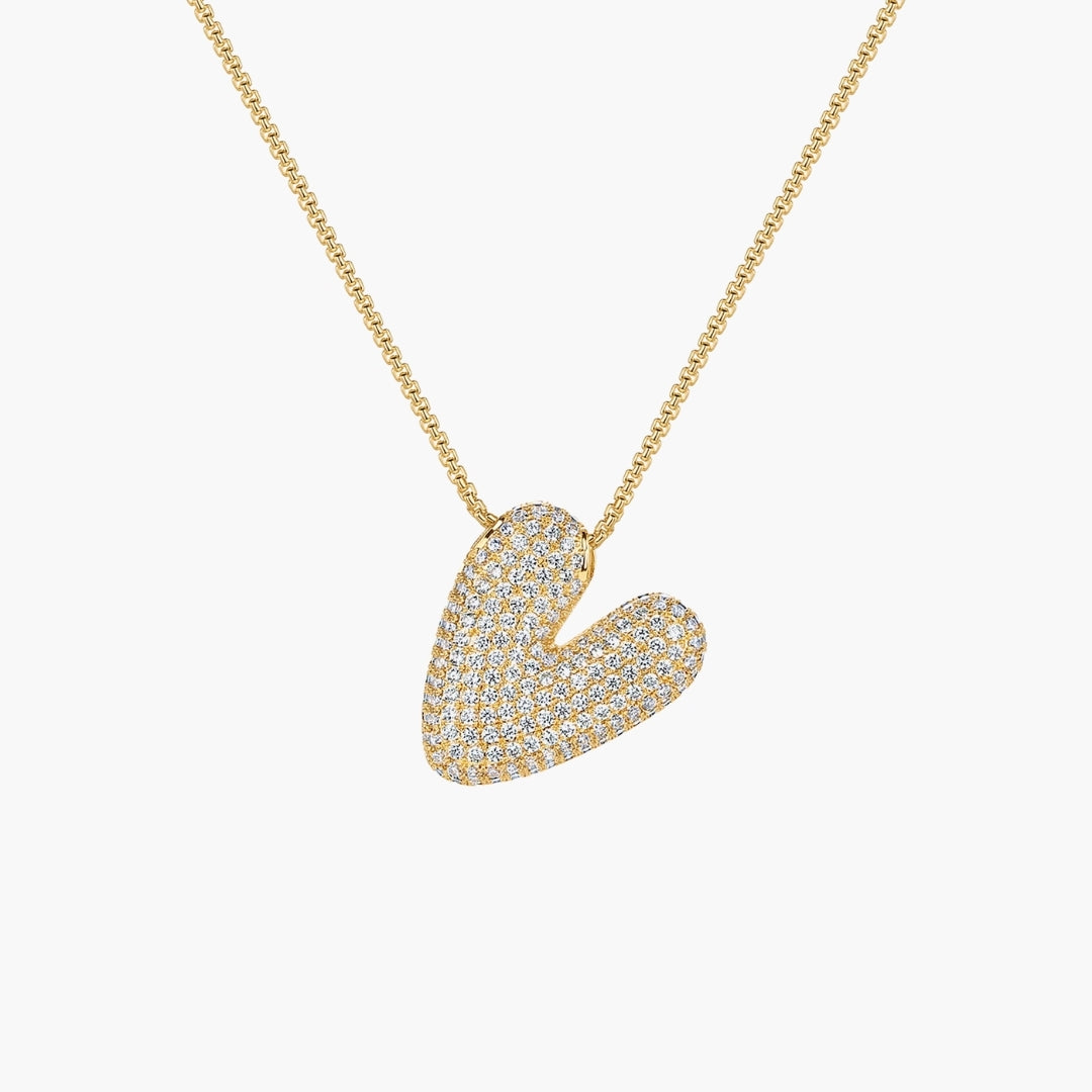 Initial Bubble Letter CZ Pendant Necklace
