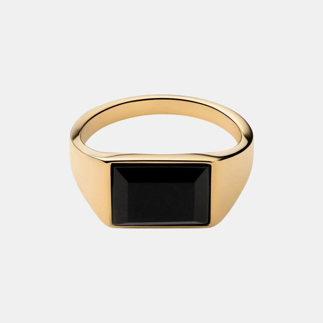 Classic Onyx Geometric Signet Ring