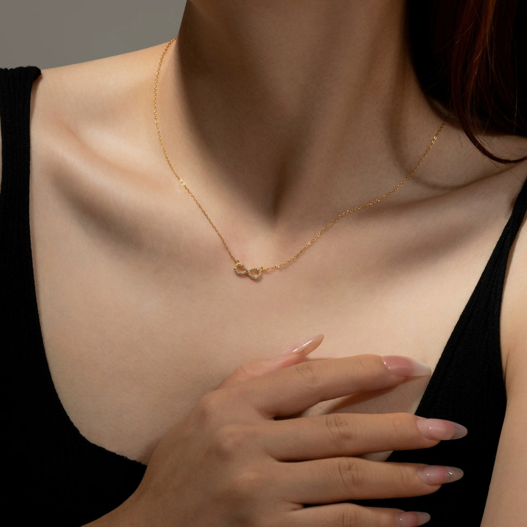 Slim CZ Infinity Pendant Necklace