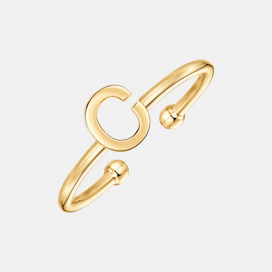 Slim Initial Letter Cuff Ring