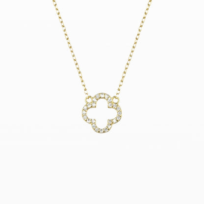 Slim CZ Four-Leaf Clover Pendant Necklace
