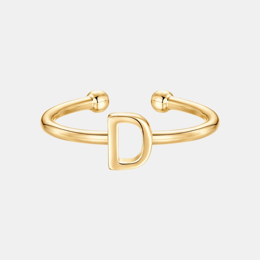 Slim Initial Letter Cuff Ring