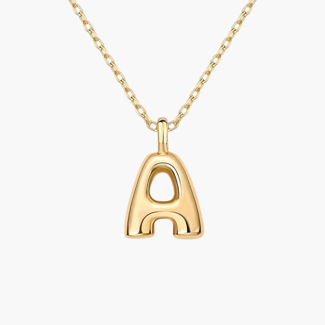 Initial Bubble Letter Pendant Necklace