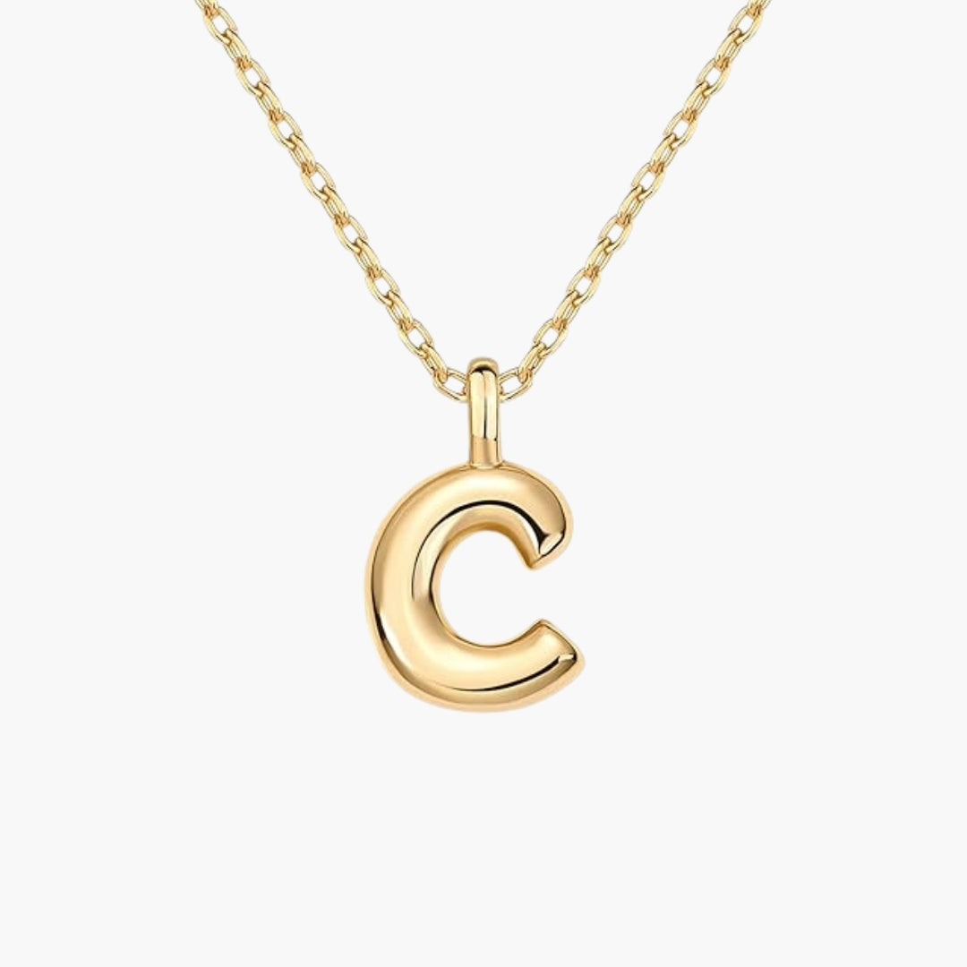 Initial Bubble Letter Pendant Necklace
